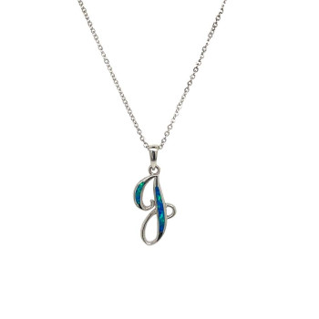 GOLD-PLATED SILVER CHAIN WITH OPAL LETTER J