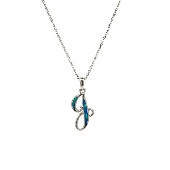 GOLD-PLATED SILVER CHAIN WITH OPAL LETTER J