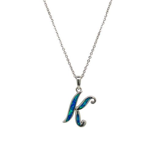 Gold-plated silver chain with opal letter K