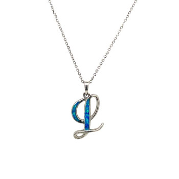 Gold-plated silver chain with opal letter L