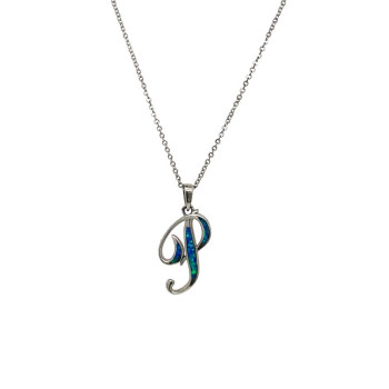 GOLD-PLATED SILVER CHAIN WITH OPAL LETTER P