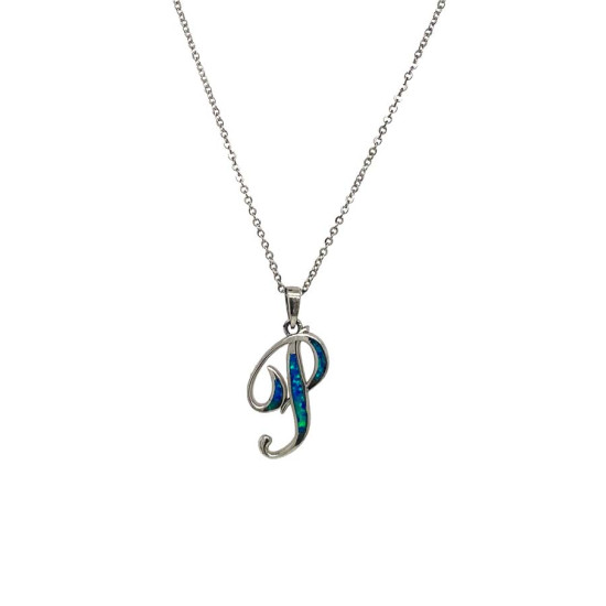 GOLD-PLATED SILVER CHAIN WITH OPAL LETTER P