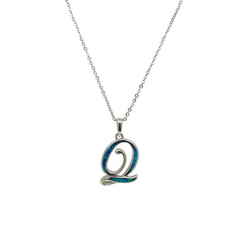 GOLD-PLATED SILVER CHAIN WITH OPAL LETTER Q