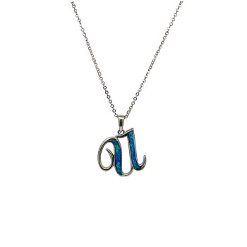Gold-plated silver chain with opal letter U