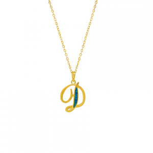GOLD-PLATED SILVER CHAIN WITH OPAL LETTER D