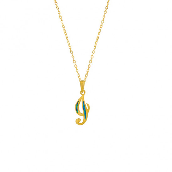 GOLD-PLATED SILVER CHAIN WITH OPAL LETTER I