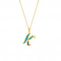 Gold-plated silver chain with opal letter K