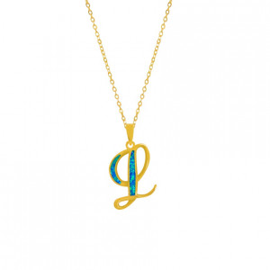 Gold-plated silver chain with opal letter L