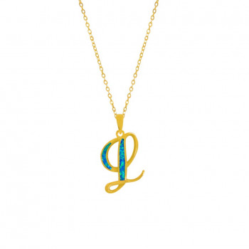 Gold-plated silver chain with opal letter L