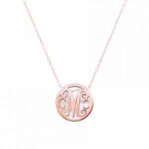 Rose Gold-Plated Letter ( M ) on White seashell 