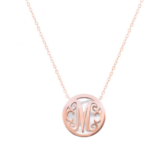 Rose Gold-Plated Letter ( M ) on White seashell 