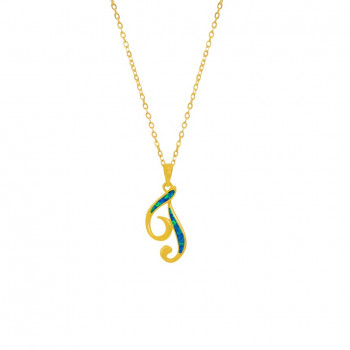 GOLD-PLATED SILVER CHAIN WITH OPAL LETTER T