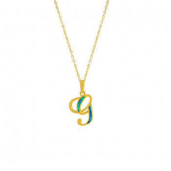 GOLD-PLATED SILVER CHAIN WITH OPAL LETTER G