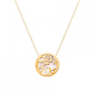 Gold-Plated Letter ( E ) on White seashell 