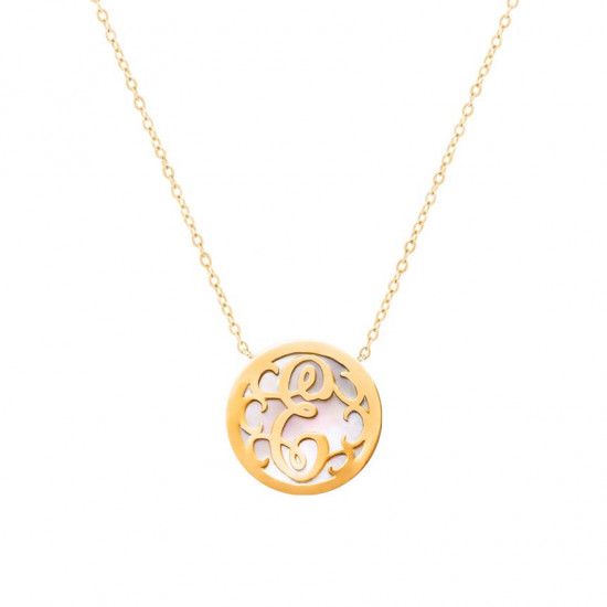 Gold-Plated Letter ( E ) on White seashell 
