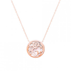 Rose Gold-Plated Letter ( E ) on White seashell 