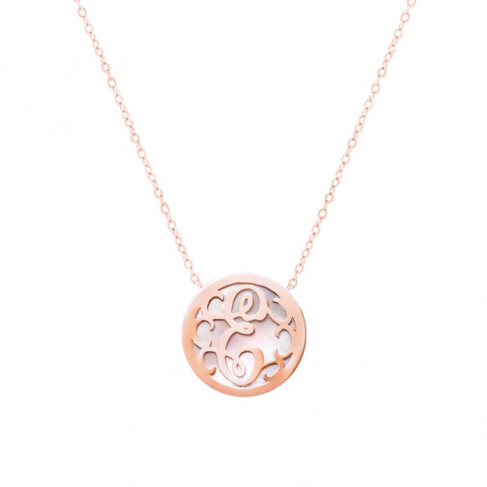 Rose Gold-Plated Letter ( E ) on White seashell 