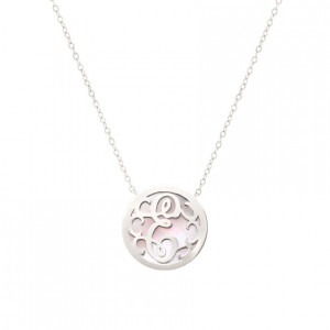 Silver Letter ( E ) on White seashell 