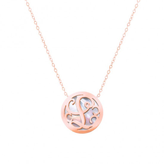 Rose Gold-Plated Letter ( L ) on White seashell 