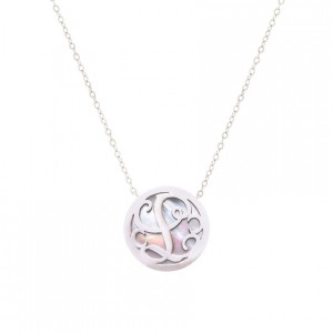 Silver Letter ( L ) on White seashell 