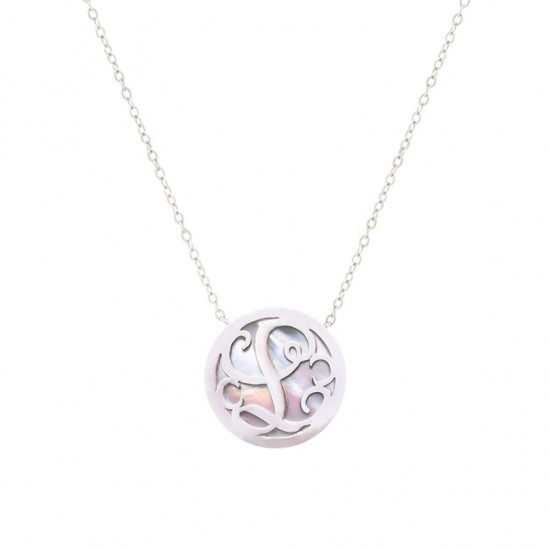 Silver Letter ( L ) on White seashell 