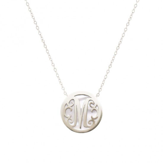 SILVER LETTER ( M ) ON WHITE SEASHELL