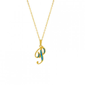 GOLD-PLATED SILVER CHAIN WITH OPAL LETTER P