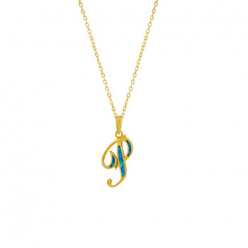 GOLD-PLATED SILVER CHAIN WITH OPAL LETTER P