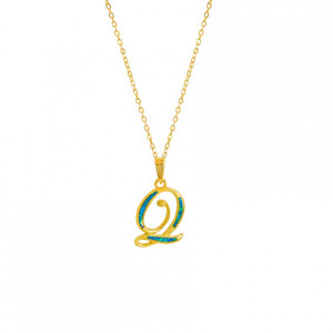 GOLD-PLATED SILVER CHAIN WITH OPAL LETTER Q