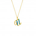 Gold-plated silver chain with opal letter U