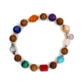 Aromatic royal chakras bracelet with ( Pink Quartz , Turquoise , Amber , Lapis , Malachite , red Coral , Amethyst , Citrine ) Aromatic royal chakras bracelet with ( Pink Quartz , Turquoise , Amber , Lapis , Malachite , red Coral , Amethyst , Citrine )