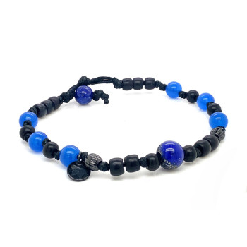 STRING BRACELET WITH LAPIS LAZULI, BLUE AGATE