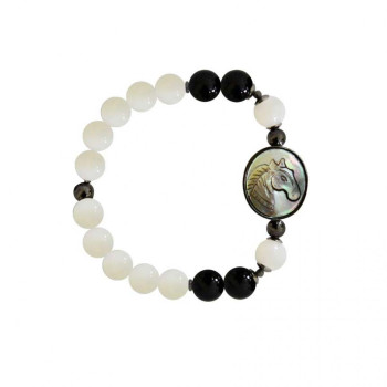 Horse seashell bracelet with shell and onyx stone