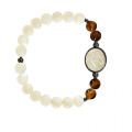 Horse shell bracelet with white agate and tiger eye