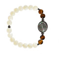 Horse shell bracelet with white agate and tiger eye