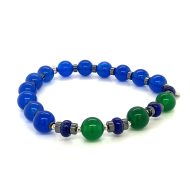 blue agate bracelet with hematite , green agate and lapis 