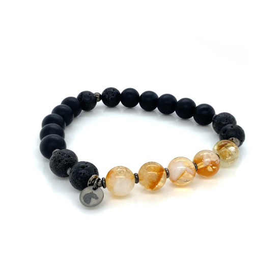 A SPECIAL GOLD PLATED BRACELET WITH CITRINE, VOLCANIC STONE