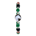 HORSE BRACELET WITH VOLCANIC STONE , CHERRY QUARTZ AND GREEN AGATE 