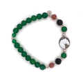 HORSE BRACELET WITH VOLCANIC STONE , CHERRY QUARTZ AND GREEN AGATE 
