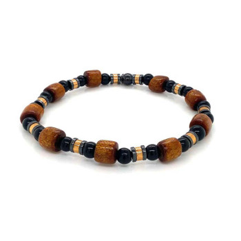 GOLDEN CORA BRACELET WITH HEMATITE AND BLACK COKE 
