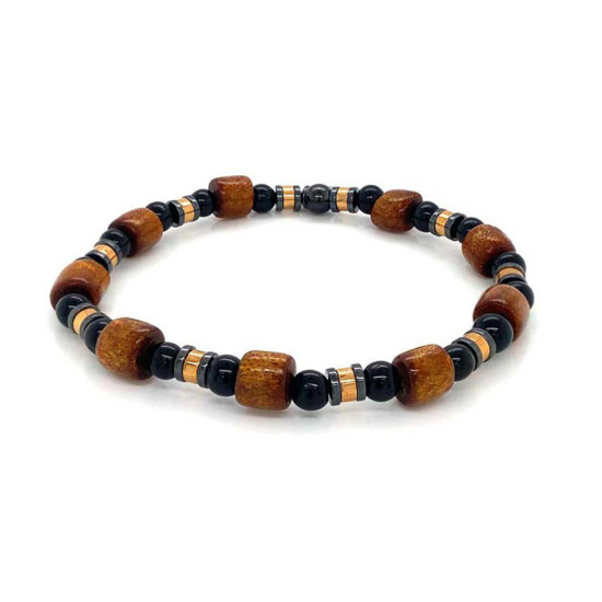 GOLDEN CORA BRACELET WITH HEMATITE AND BLACK COKE 