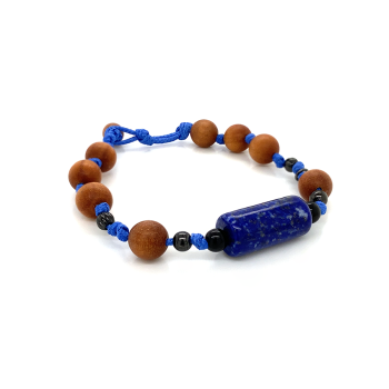 LAPIS THREAD BRACELET WITH SANDEL WOOD