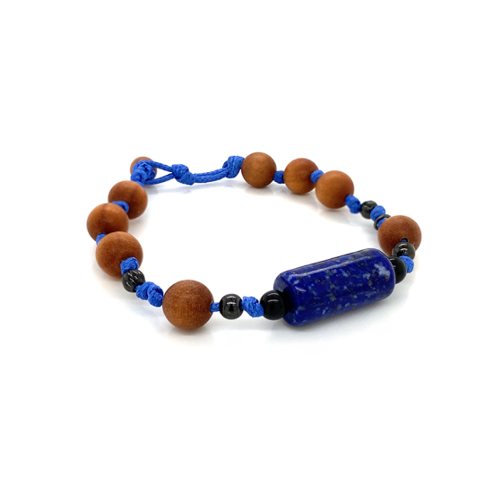 LAPIS THREAD BRACELET WITH SANDEL WOOD