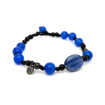 KABANITE BRACELET WITH BLUE AGATE AND BLACK COKE WOOD 