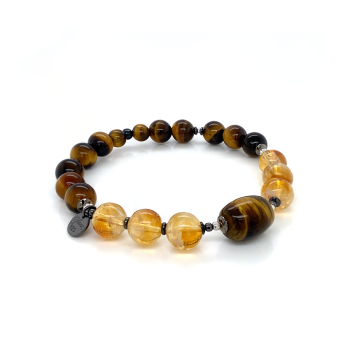 SILVER BRACELET WITH TIGER-EYE STONE AND CITRINE 