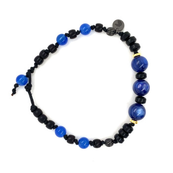 KABANITE BRACELET WITH BLUE AGATE AND BLACK COKE WOOD