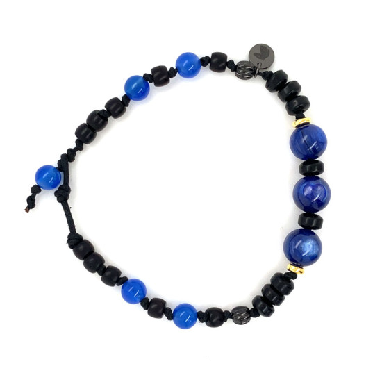 KABANITE BRACELET WITH BLUE AGATE AND BLACK COKE WOOD
