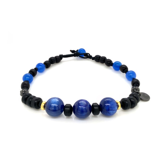 KABANITE BRACELET WITH BLUE AGATE AND BLACK COKE WOOD