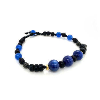 KABANITE BRACELET WITH BLUE AGATE AND BLACK COKE WOOD