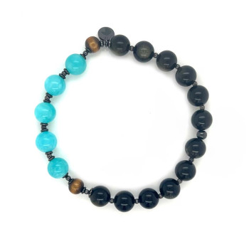 MASONITE BRACELET WITH YUSR AND OBSIDIAN MASONITE BRACELET WITH YUSR AND OBSIDIAN